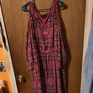 Lane Bryant size 22 long flowy maxi dress, long sleeve  with open shoulders